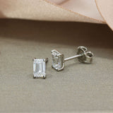 Platinum Claw Set Emerald Cut Laboratory Grown Diamond Stud Earrings 1.33ct