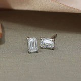 Platinum Claw Set Emerald Cut Laboratory Grown Diamond Stud Earrings 1.33ct