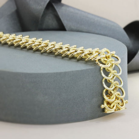 Pre Owned Wide 9ct Gold 3 Row Interlocking Circle Link Bracelet