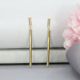 9ct Yellow Gold Long Bar Drop Earrings