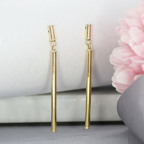 9ct Yellow Gold Long Bar Drop Earrings