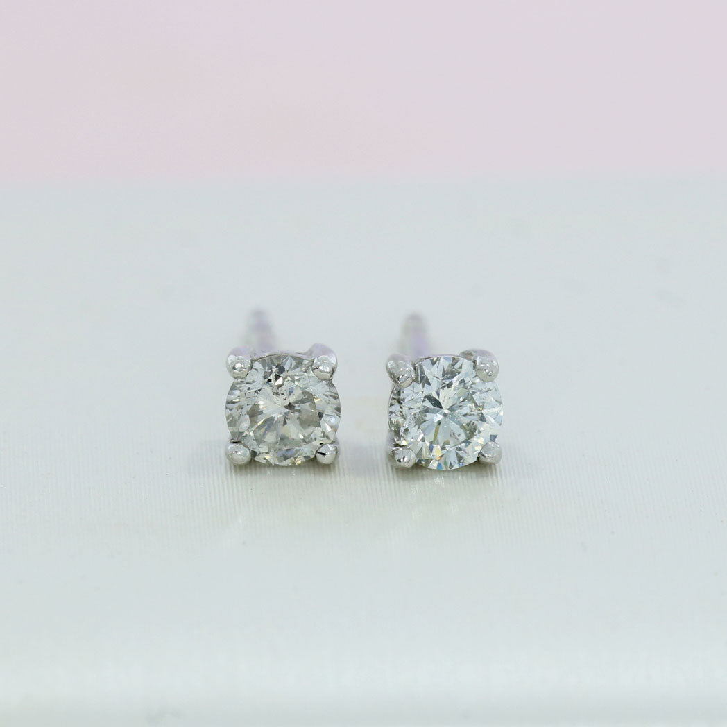 9ct White Gold Certified Round Lab Grown Diamond Stud Earrings 0.83ct