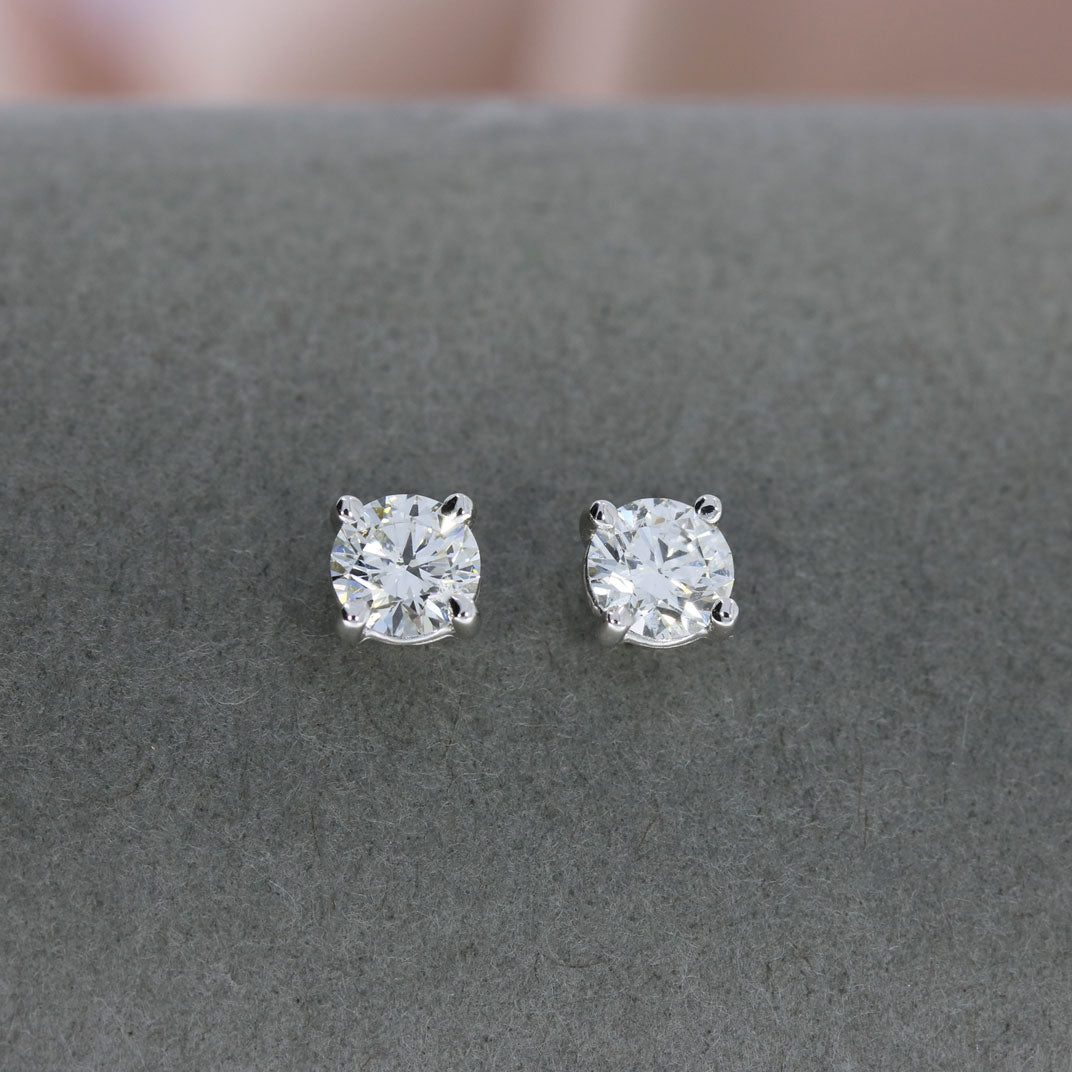 9ct White Gold Certified Round Lab Grown Diamond Stud Earrings 0.83ct