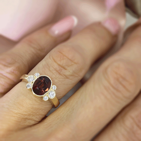 9ct Gold Deep Pink Tourmaline & Lab Grown Diamonds Dress Ring