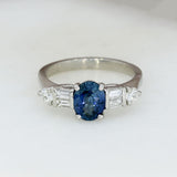 Platinum Claw Set Oval 1.55ct Sapphire Ring & Diamond 0.50ct Fancy Ring