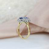 18ct Gold & Platinum Cushion Shape Sapphire 2.60ct & Baguette Diamond 0.80ct Ring