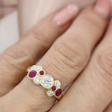 9ct Yellow Laboratory Grown Diamond & Natural Ruby Bubble Ring