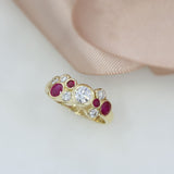 9ct Yellow Laboratory Grown Diamond & Natural Ruby Bubble Ring