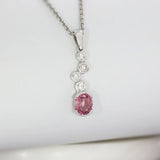 9ct White Gold Pink Tourmaline & Lab Grown Diamond Drop Bubble Pendant