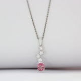 9ct White Gold Pink Tourmaline & Lab Grown Diamond Drop Bubble Pendant