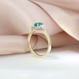 9ct Gold & Platinum Green Tourmaline & Lab Grown Diamond 3 Stone Ring