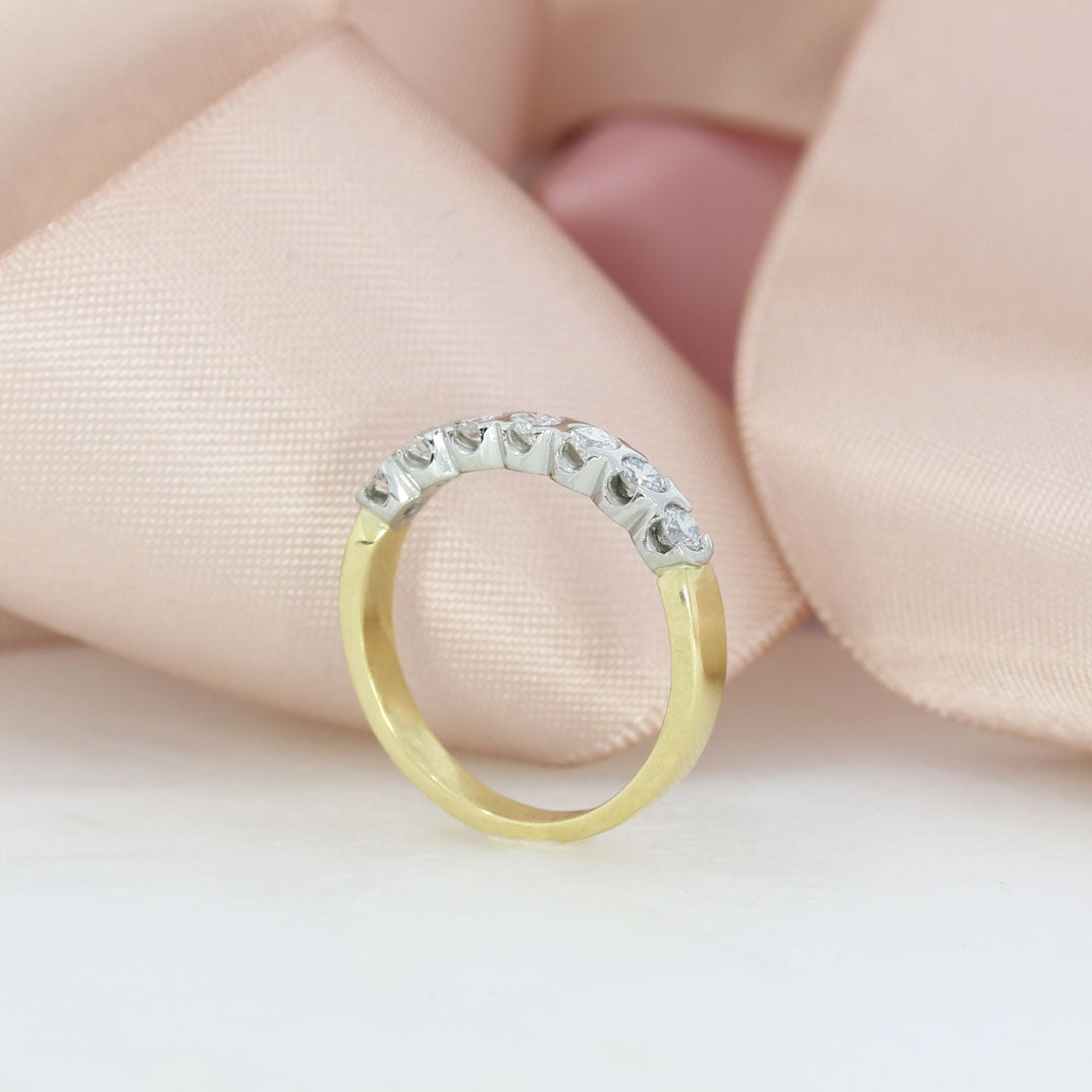 18ct Gold & Platinum Set 7 Stone Diamond Eternity Ring 0.49ct