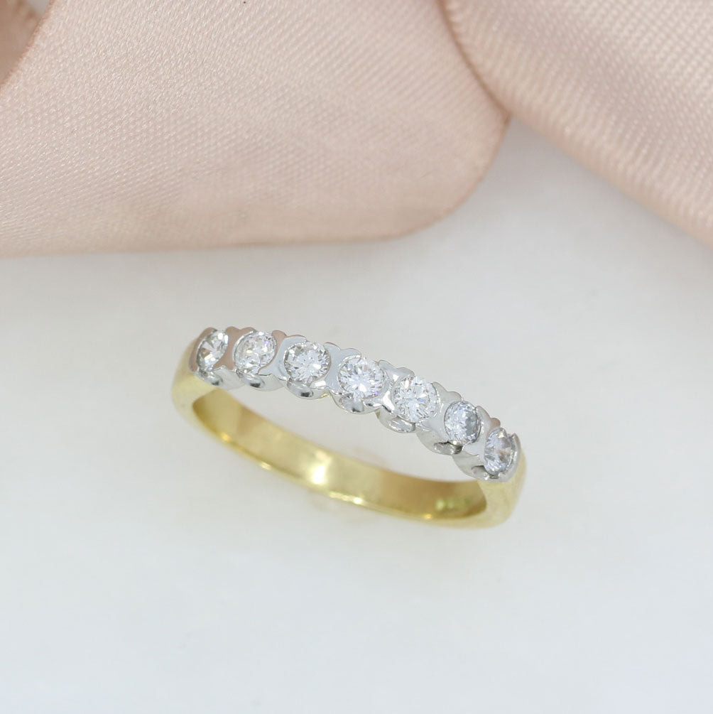 18ct Gold & Platinum Set 7 Stone Diamond Eternity Ring 0.49ct