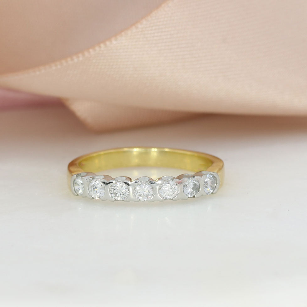 18ct Gold & Platinum Set 7 Stone Diamond Eternity Ring 0.49ct