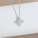 9ct Gold Lab Grown Diamond Flower Shape Pendant 1.00ct On 9ct 18" Chain
