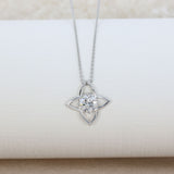 9ct Gold Lab Grown Diamond Flower Shape Pendant 1.00ct On 9ct 18" Chain
