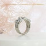 Platinum 3 Row Lab Grown Bubble Ring with Middle Row Pave Set 1.47ct