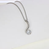 9ct White Gold Swirl Pendant with a Single Round Lab Grown Diamond 0.50ct on a 9ct 18" Chain