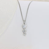 9ct White Gold Graduating 3 Stone Lab Grown Diamond Pendant 0.38ct On a 9ct Chain