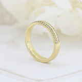 18ct Yellow Gold Wedding Ring with Claw Set Lab Grown Diamonds to Both Sides 0.28ct
