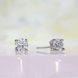 9ct White Gold 4 Claw Set Brilliant Cut Lab Grown Diamond Studs 1ct D-F VVS-VS