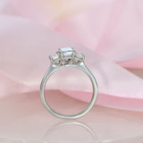 Platinum Emerald Cut Laboratory Grown Diamond Claw Set 3 Stone Ring Approximate 1.67ct