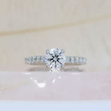 Platinum Brilliant Cut Lab Grown Diamond Solitaire with Diamond Set Shoulders Total 1.31ct
