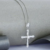 18ct Diamond Set Cross on 9ct 16inch Fine Chain