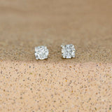 9ct White Gold 4 Claw Set Round Brilliant Cut Lab Grown Diamond Stud Earrings 0.22ct