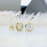 9ct Yellow Gold Rub Over Set Lab Grown Diamond Stud Earrings 2.50ct