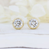 9ct Yellow Gold Rubover Set Laboratory Grown Diamond Stud Earrings 2.50ct