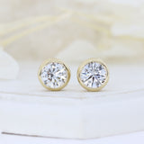 9ct Yellow Gold Certified Rub over Laboratory Grown Diamond Stud Earrings 2.02ct