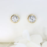 9ct Yellow Gold Certified Rub over Laboratory Grown Diamond Stud Earrings 2.02ct