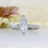 Platinum Claw Set Certified Lab Grown Marquise Shape Diamond Ring 1.52ct D VVS2