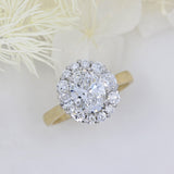 18ct Yellow Gold & Platinum Certified Oval Lab Diamond Cluster Ring Total 2.27ct