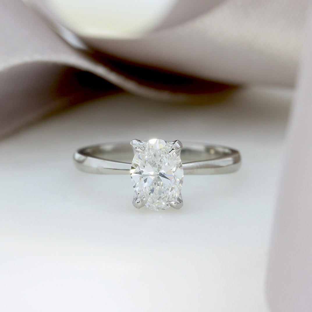 Platinum Oval Lab Grown Diamond Solitaire Ring  Diamond Weight: 1.02ct