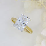 18ct 4 Claw Rectangular Brilliant Cut Certified Lab Grown Diamond Solitaire Ring 4ct