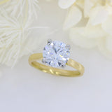 18ct Yellow Gold 4 Claw Set Round Brilliant Cut Certified Lab Grown Diamond Solitaire 3ct