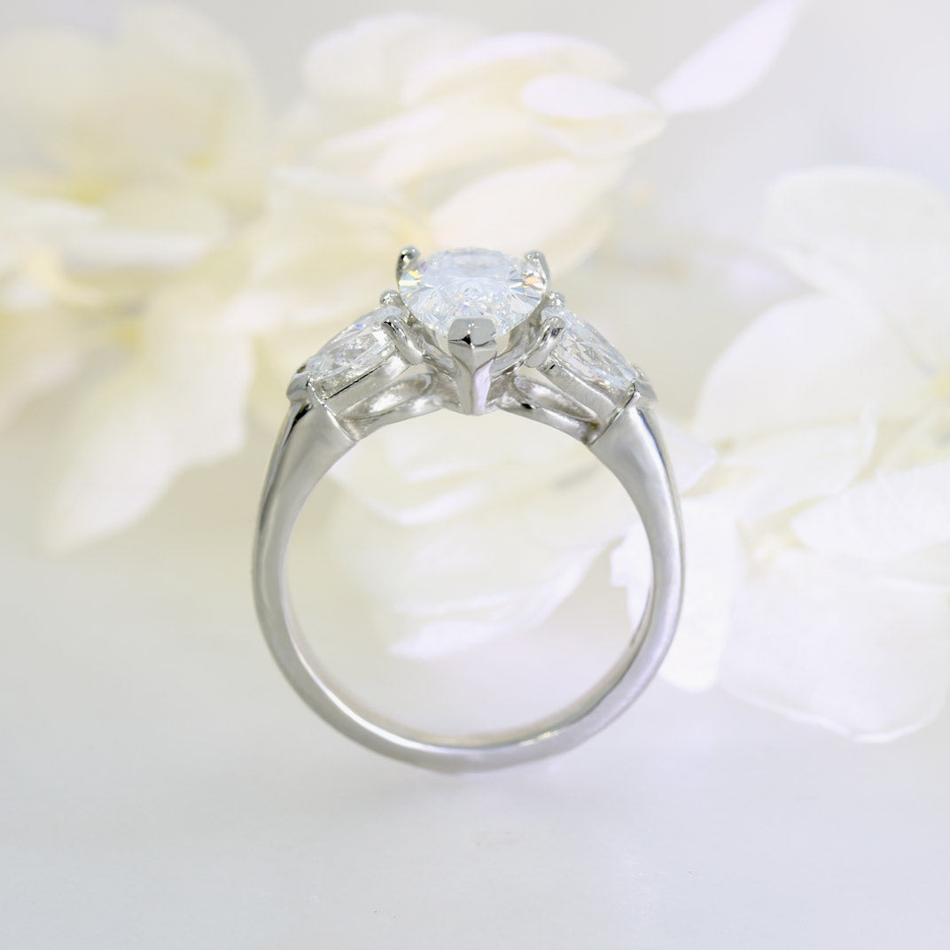 Platinum Certified Pear Shape Lab Diamond Solitaire with Pear Shoulders 2.31ct