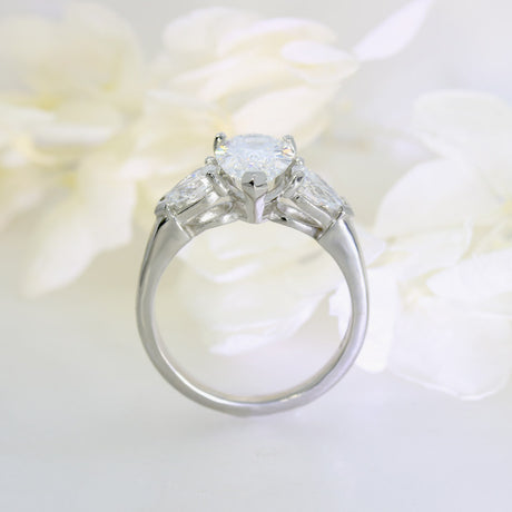 Platinum Certified Pear Shape Lab Diamond Solitaire with Pear Shoulders 2.31ct