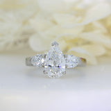 Platinum Certified Pear Shape Lab Diamond Solitaire with Pear Shoulders 2.31ct