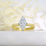 18ct Yellow Gold Certified Lab Grown Diamond Marquise Solitaire Ring 1.52ct