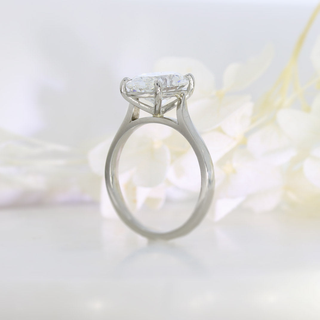 Platinum Oval Brilliant Cut Certified Lab Grown Diamond Solitaire Ring 3.50ct