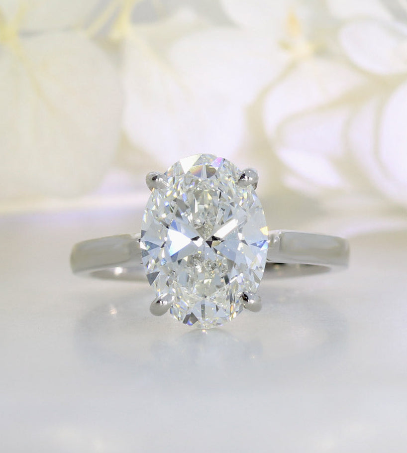 Platinum Oval Brilliant Cut Certified Lab Grown Diamond Solitaire Ring 3.50ct