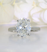 Platinum Oval Brilliant Cut Certified Lab Grown Diamond Solitaire Ring 3.50ct