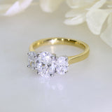 18ct Yellow Gold Oval Brilliant Cut Certified Lab Grown Diamond 3 Stone Ring 2.32ct