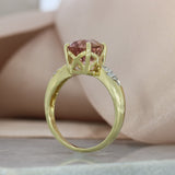 9ct Pink Tourmaline Ring with Pave Set Diamond Shoulders