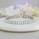 9ct White Gold Emerald Cut Laboratory Diamond Claw Set Line Bracelet 16.00ct