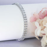 9ct White Gold Emerald Cut Laboratory Diamond Claw Set Line Bracelet 16.00ct