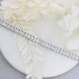 9ct White Gold Emerald Cut Laboratory Diamond Claw Set Line Bracelet 16.00ct